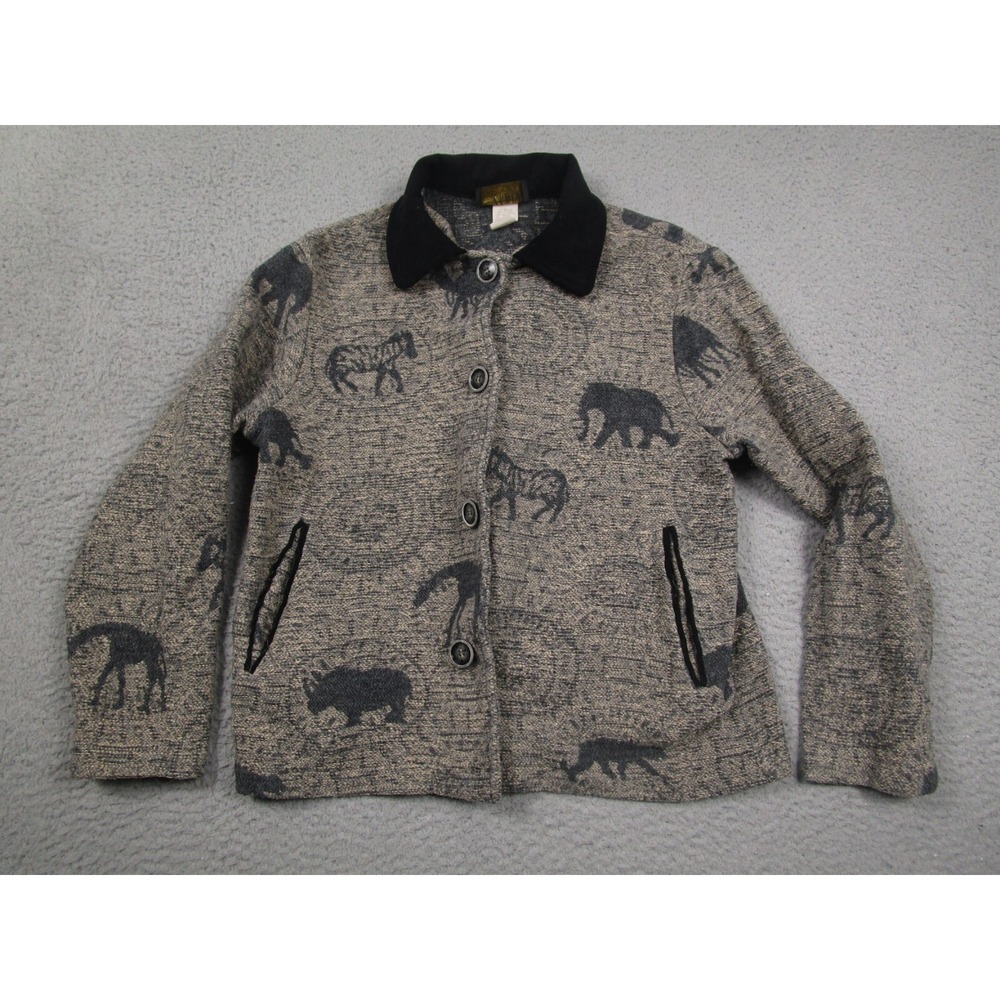 David Paul New York Jacket Womens Small‎ Brown Animal Africa Safari Vintage